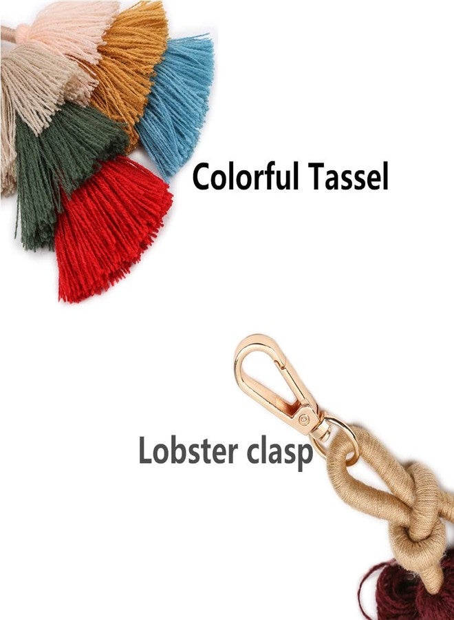 Jilukibo Colorful Tassel Bag Charm Key Chain for Women, Fashion Cute Bohemian Cotton Tassel Handbag Key Ring Pendant for Girls Purse Wallet Car - Image 4