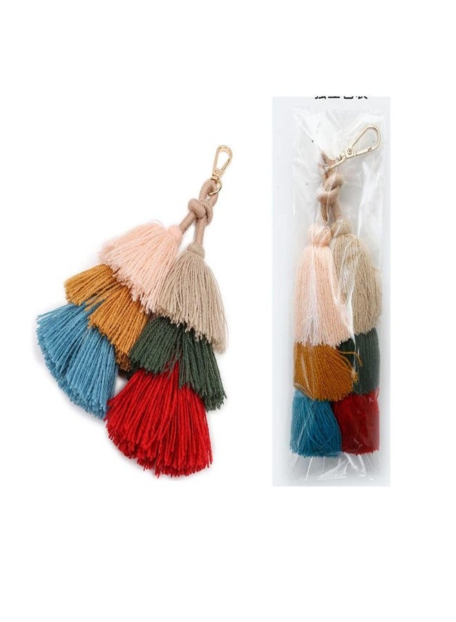 Jilukibo Colorful Tassel Bag Charm Key Chain for Women, Fashion Cute Bohemian Cotton Tassel Handbag Key Ring Pendant for Girls Purse Wallet Car - Image 3