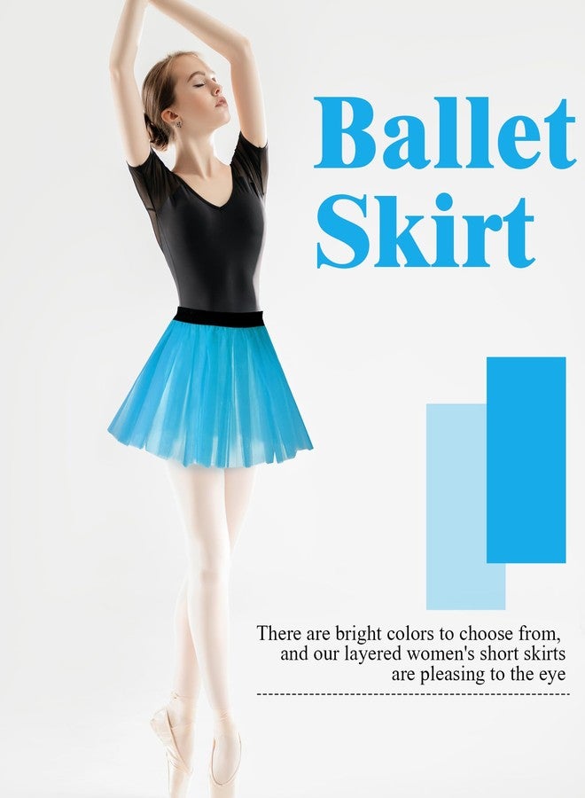 ShinyMatch 4 Pcs Carnival Tutu Skirt Women 3 Layer Tutu Dress Running Apparel for 80 90s Mardi Gras Costume Accessories(Blue) - Image 4