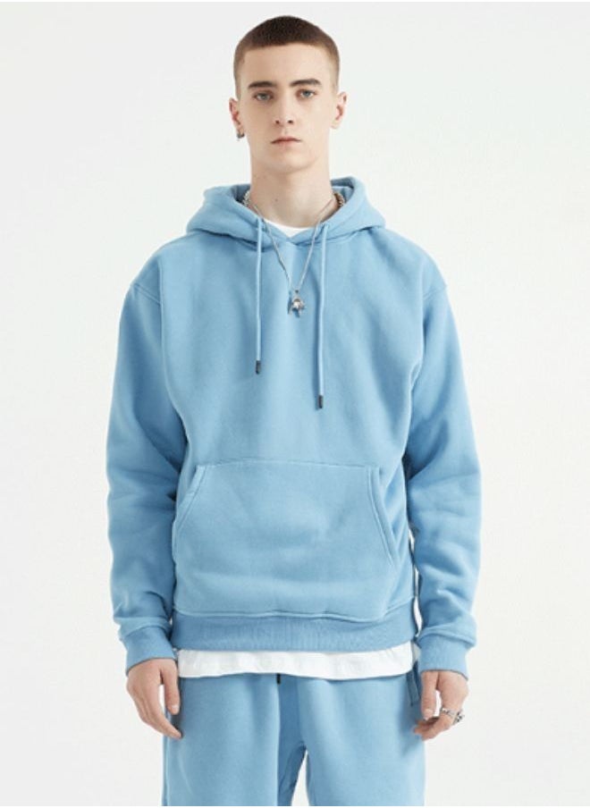 Mei Stylish - Unisex Plain Relaxed Fit Pullover Hoodie with Kangaroo Pockets - Image 1