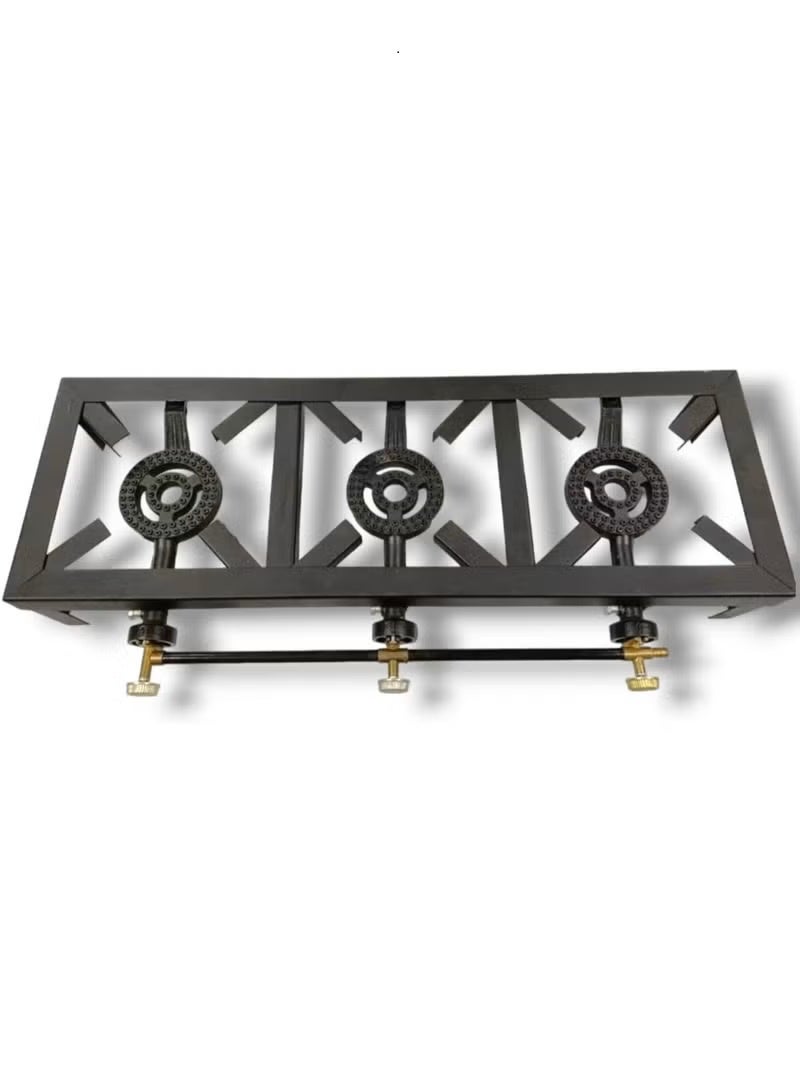 Stove with Three Burners With Gas Hose And 2 Clamps For Home Or Camping - Image 2
