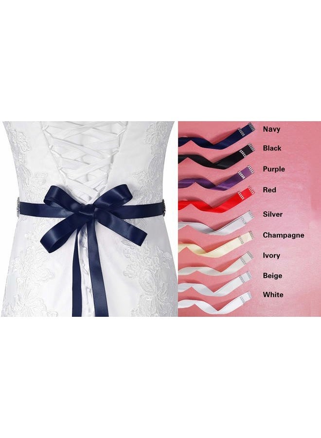 Lovful Bridal Crystal Rhinestone Braided Wedding Dress Sash Belt, Navy, One size - Image 3