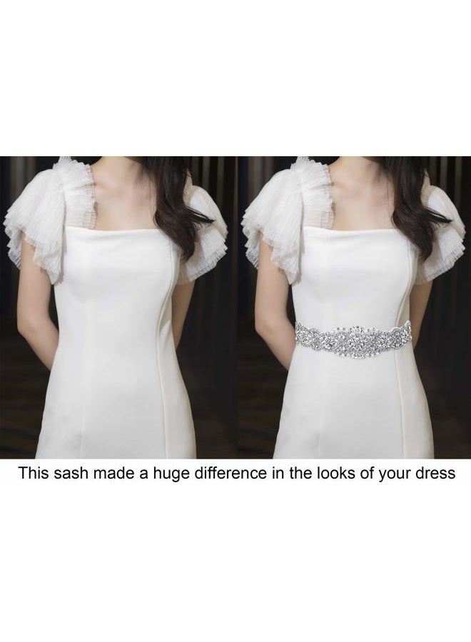 Lovful Bridal Crystal Rhinestone Braided Wedding Dress Sash Belt, Navy, One size - Image 4