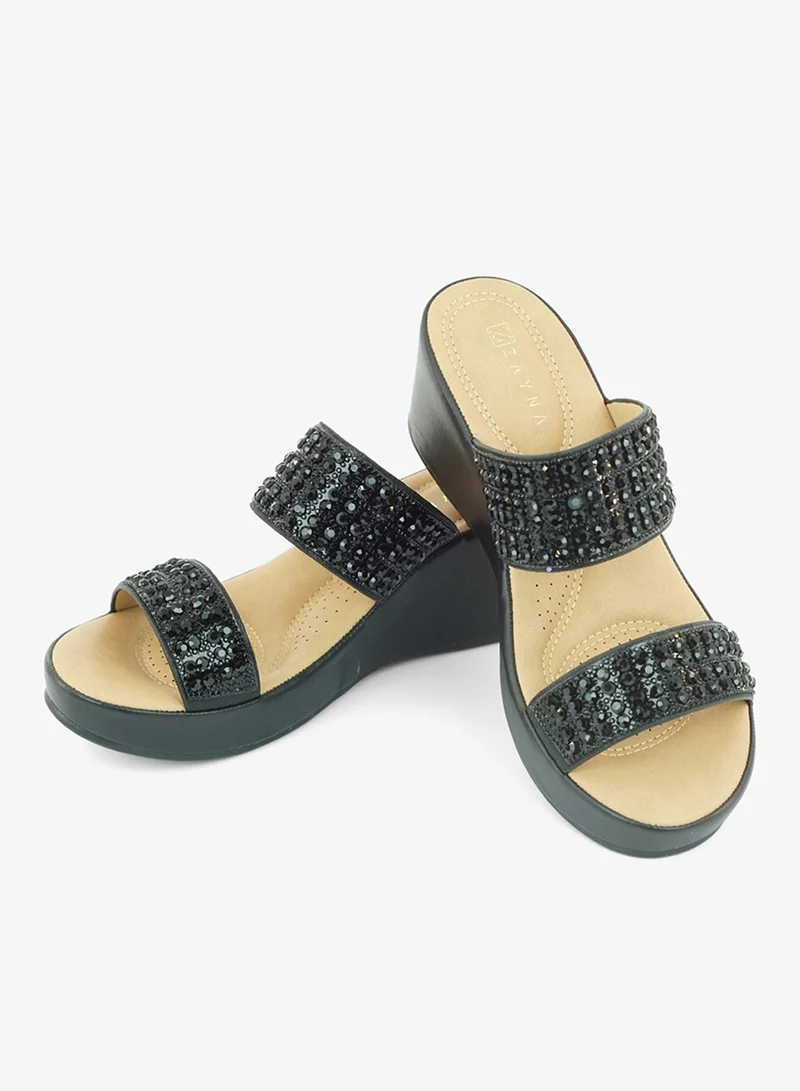 زينة 221-316 Zayna Ladies Classic Wedge Slides 3F8730-991 Black