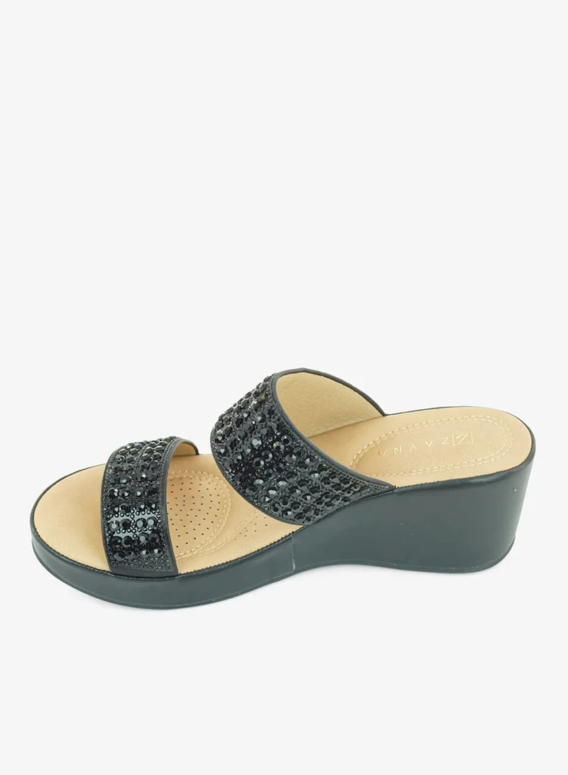 Zayna Black 221-316 Zayna Ladies Classic Wedge Slides 3F8730-991 Black for Women | Best Price UAE