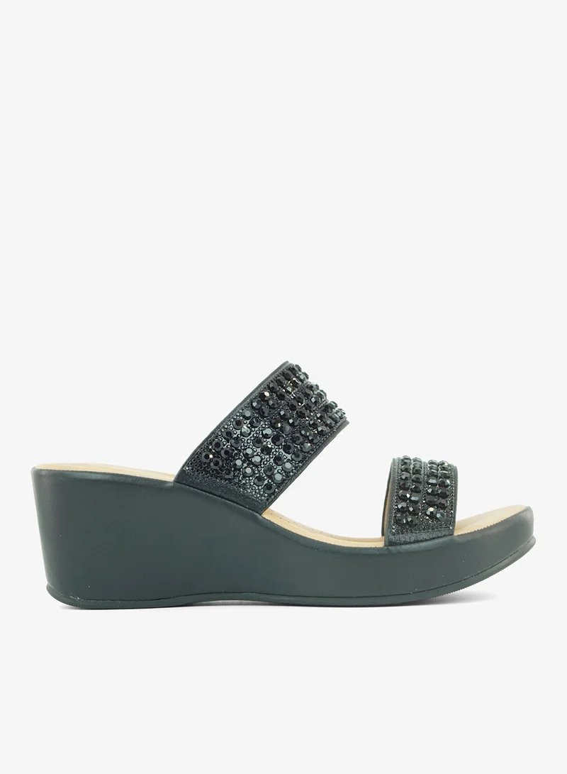 زينة 221-316 Zayna Ladies Classic Wedge Slides 3F8730-991 Black