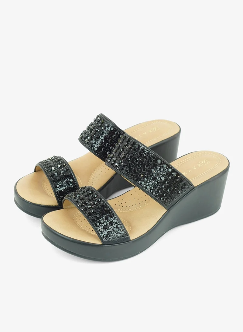 Zayna Black 221-316 Zayna Ladies Classic Wedge Slides 3F8730-991 Black for Women | Best Price UAE