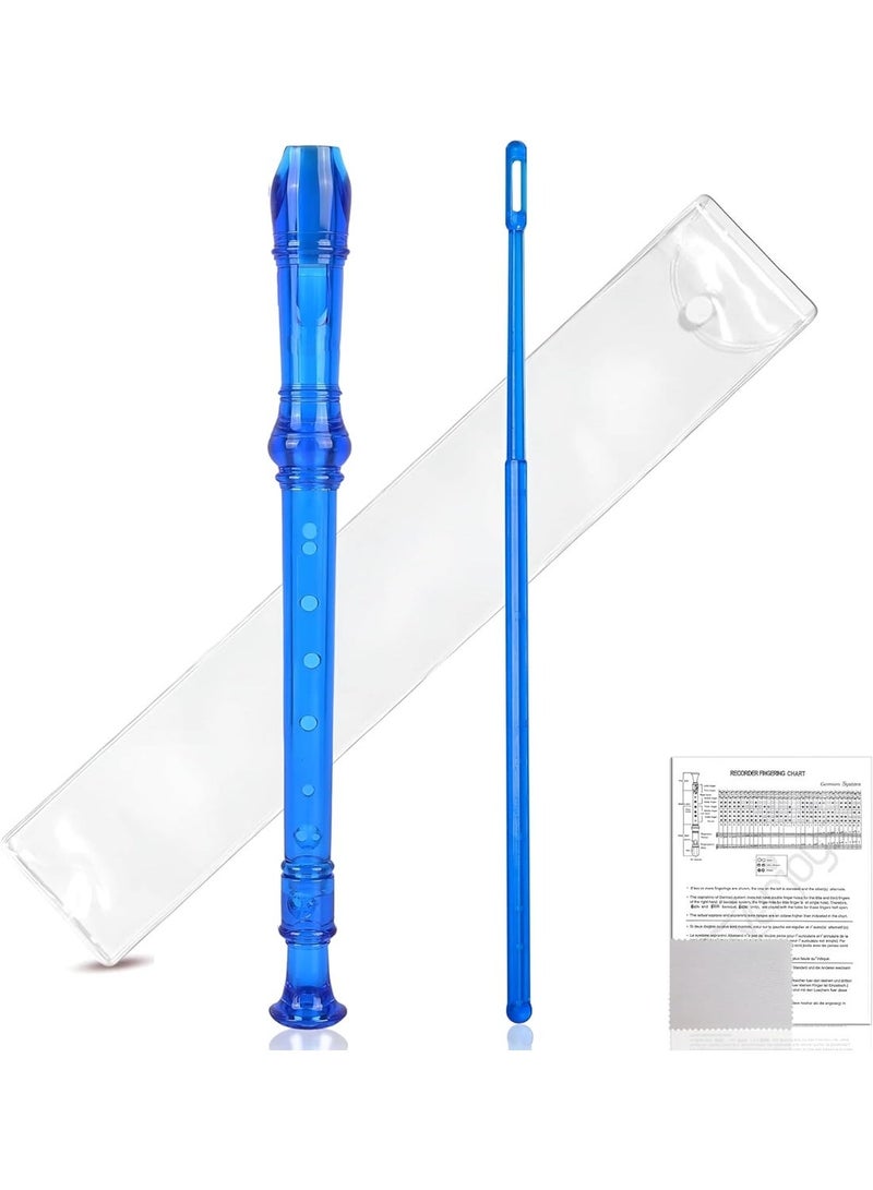 8-Hole Soprano Recorder Flute 8 Holes Record Pipe German Fingering System C Key with Cleaning Rod, Teaching Chart & Case for Kids Children Beginners Students - Blue - Image 3