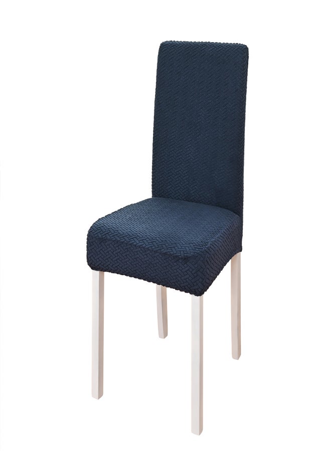Simple Chair Cover Seat and Rest In One Half Package M Chair Protective Cover Polar Fleece Material Elastic Striped Grid for Dining Hotel Home Use - Image 1