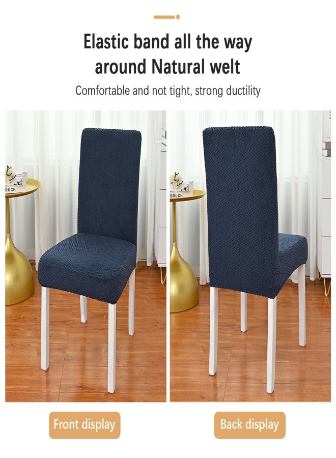 Simple Chair Cover Seat and Rest In One Half Package M Chair Protective Cover Polar Fleece Material Elastic Striped Grid for Dining Hotel Home Use - Image 5