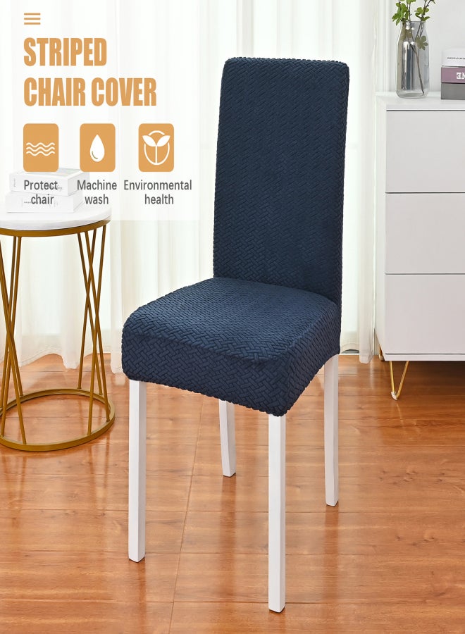 Simple Chair Cover Seat and Rest In One Half Package M Chair Protective Cover Polar Fleece Material Elastic Striped Grid for Dining Hotel Home Use - Image 2
