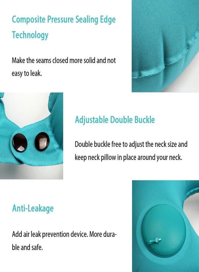 PTSCS Automatic Air Inflatable U-Shape Travel Pillow, Inflatable Travel Neck Pillow U-Shape Headrest Support for Office Train Car Airplane Neck Pillow (Turquois) - Image 5