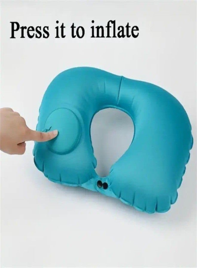 PTSCS Automatic Air Inflatable U-Shape Travel Pillow, Inflatable Travel Neck Pillow U-Shape Headrest Support for Office Train Car Airplane Neck Pillow (Turquois) - Image 3