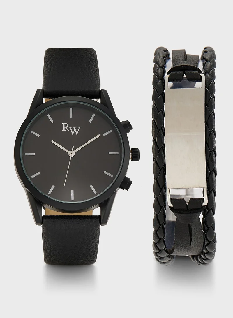 Robert Wood Analogue Watch And Bracelet Gift Set