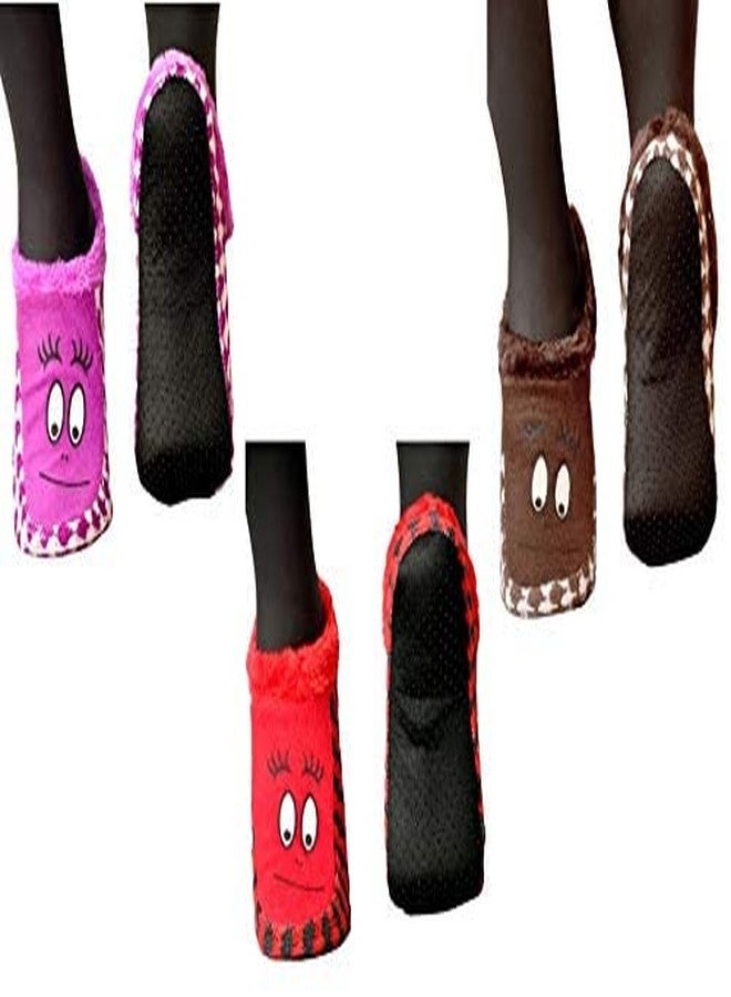 V3E جوارب شتوية دافئة متعددة الألوان للأطفال من V3E، جوارب داخلية دافئة محبوكة بنعل مطاطي ناعم (متعددة الألوان، عبوة من 3 قطع) - (4-5 سنوات) - Image 1