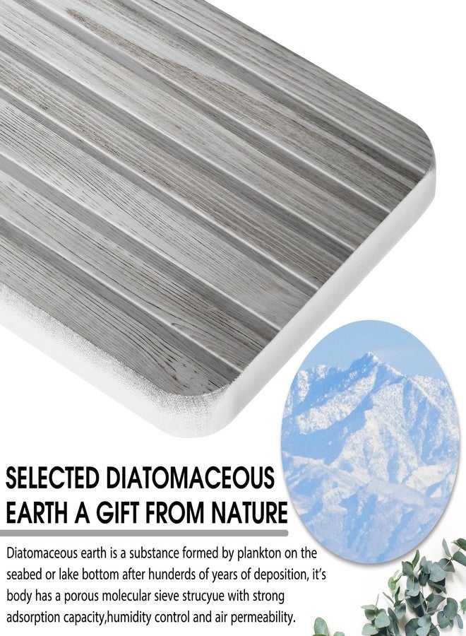 Photect 2 Pcs Water Absorbent Diatomite Coasters 8.6x4'' Diatomaceous Earth Drying Mat Grooved Water Absorbing Stone Drying Rectangle Bathroom Sink Tray for Soap Plant(Dark Gray,Wood Grain Style) - Image 4