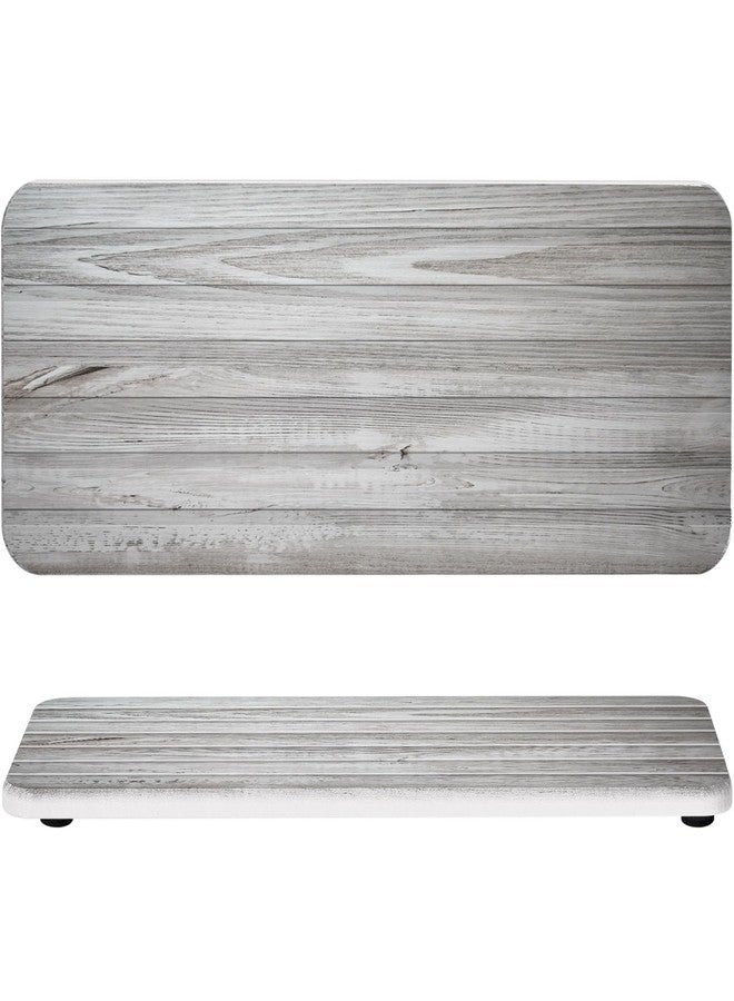 Photect 2 Pcs Water Absorbent Diatomite Coasters 8.6x4'' Diatomaceous Earth Drying Mat Grooved Water Absorbing Stone Drying Rectangle Bathroom Sink Tray for Soap Plant(Dark Gray,Wood Grain Style) - Image 1