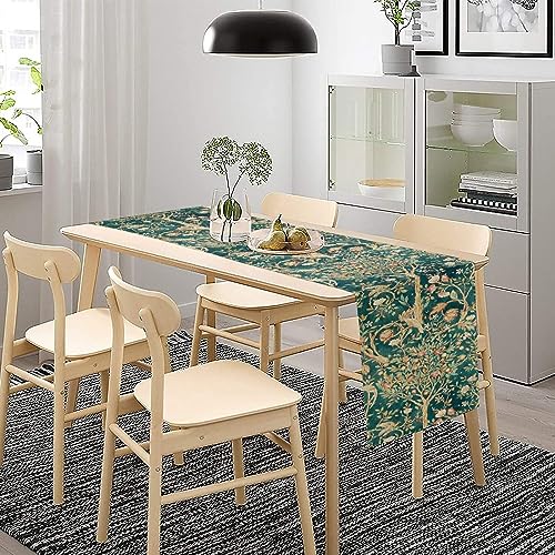 SXXLDNG William Morris Original Design Vintage Flowers Green Botanical Printed Table Runner Vintage Floral Table Runner for Dining Table Decor 13 x 36 Inch - Image 3