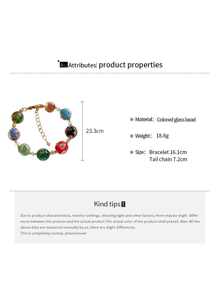 ILovhaprty Glass Beaded Necklace, Glass Beads Choker Necklace Colorful Pendant Necklace  - Image 2