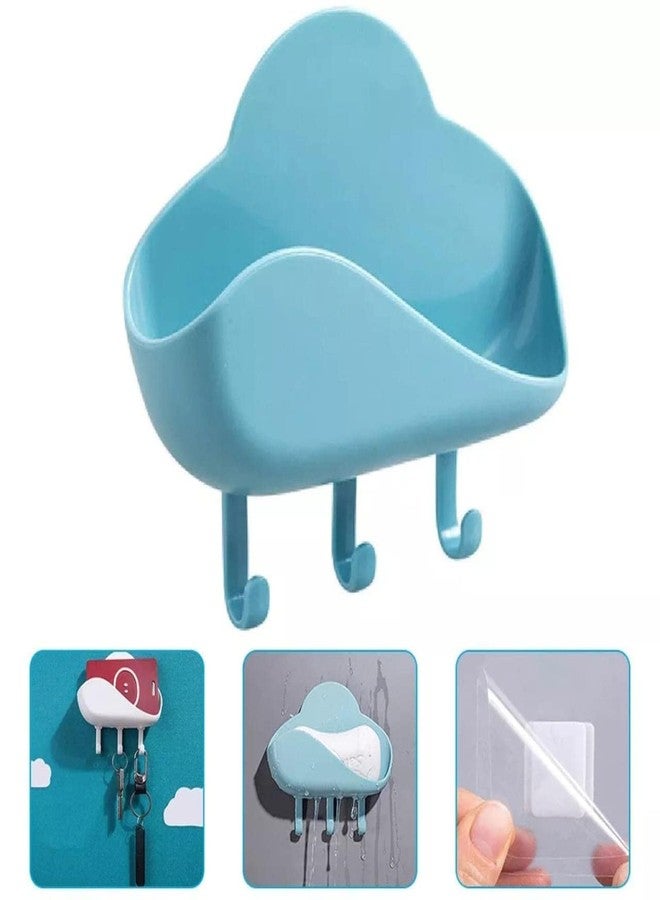 PURCHASE ZONE® Cloud Shaped Soap Holder, Plastic Soap Box, Wall Mounted Soap Tray, Punch Free Self Draining Soap Dish with Hooks, Bathroom Accessories, Bathroom Supplies [ Multicolor Pack of 2 ] - Image 3