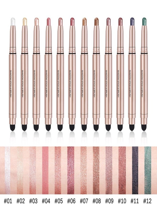 DekRion Eyeshadow Stick, Shimmer-Cream Eye Shadow Pencil, Eye Shadow Sticks Long-Lasting Waterproof, Glitter-Eyeshadows Stick with Soft Brush for Eyeshadows Makeup(06Rosybrown-shimmer) - Image 5