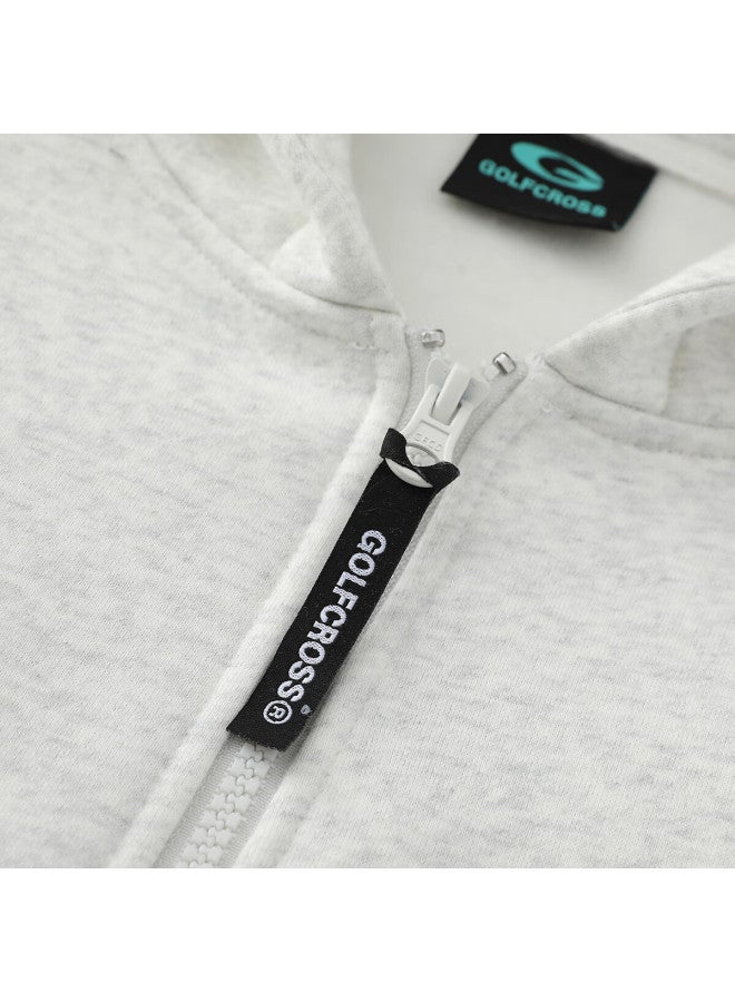 Golfcross Couple's Spring Autumn Letter Embroidered Loose Hooded Zip-up Sweatshirt White Flower Gray 2XL - Image 5
