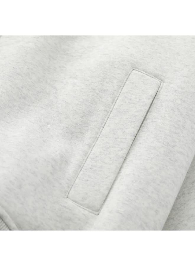 Golfcross Couple's Spring Autumn Letter Embroidered Loose Hooded Zip-up Sweatshirt White Flower Gray 2XL - Image 4