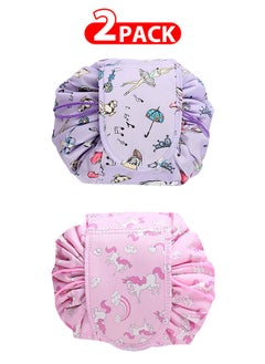 MARGOUN 2 Pack Drawstring Lazy Cosmetic Travel Bag Women Makeup Bag for Travel and Household to Storing Cosmetics  - Image 1