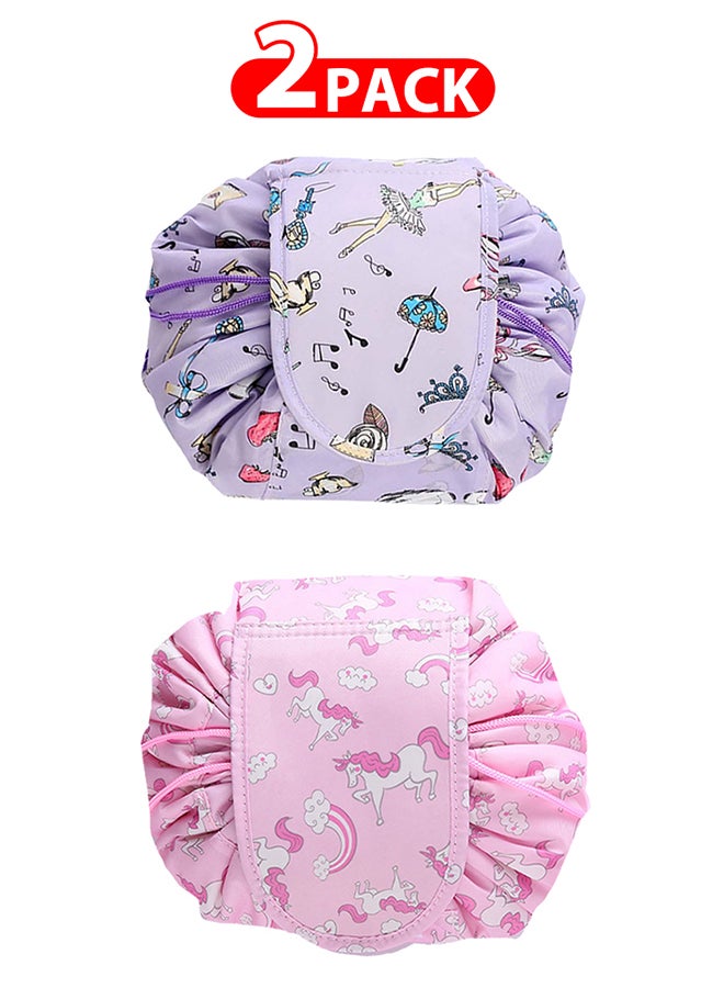 MARGOUN 2 Pack Drawstring Lazy Cosmetic Travel Bag Women Makeup Bag for Travel and Household to Storing Cosmetics  - Image 1