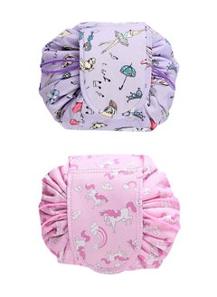 MARGOUN 2 Pack Drawstring Lazy Cosmetic Travel Bag Women Makeup Bag for Travel and Household to Storing Cosmetics  - Image 2