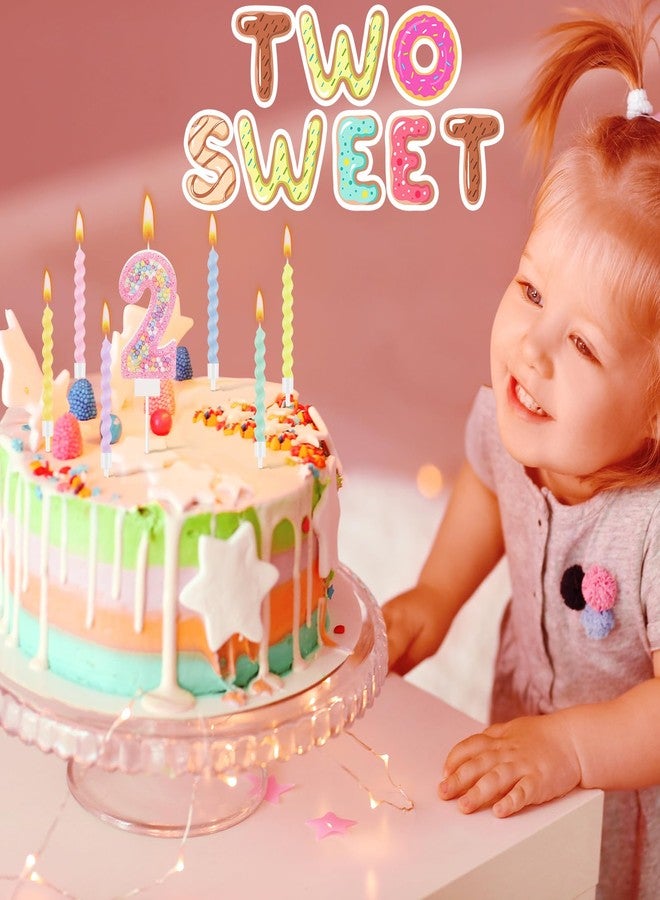ميتلي شمعة عيد ميلاد MTLEE على شكل ماكارون لامعة ثلاثية الأبعاد على شكل رقم مع 12 شمعة حلزونية بألوان قوس قزح في حوامل لتزيين كعكة عيد ميلاد فتاة أو ولد، أو حفل زفاف أو ذكرى زواج، أو حفلة ذات طابع حلوى باستيل (وردي، رقم 2). - Image 5