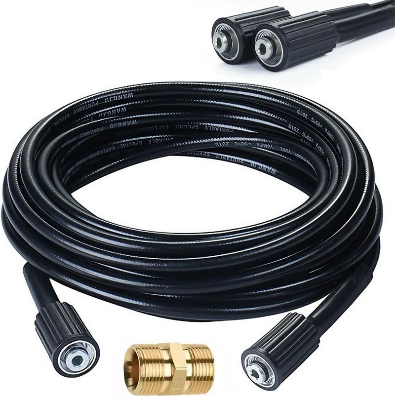 Cestbella Pressure Washer Hose, 15M 1/4" High Pressure Car Wash Hose, PVC & Mesh Anti-Burst Layer, M22*1.5mm Fittings Brass Quick Connector, 6.0mm Inner Diameter, Extension & Nozzle Fit for High Pressure Washer - Image 1