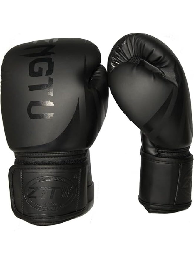 ANGTUO قفازات ملاكمة احترافية للرجال والنساء – جوانتي تدريب للملاكمة التايلاندية والكيك بوكسينج والفنون القتالية، مصنوعة من جلد صناعي متين مع بطانة مريحة وتهوية ممتازة لراحة اليد، خفيفة الوزن (283 جم)، لون أسود أنيق مناسب للتمارين المكثفة - Image 4