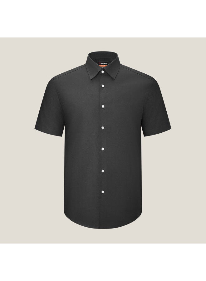 G2000 Mall Style Cotton Blend Plain Weave Textured Skin-friendly Comfortable Short Sleeve Shirt Black S/03 - Image 5