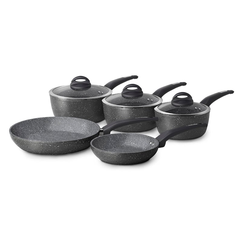 Tower Cerastone T81276 Forged 5 Piece Pan Set with NonStick Coating and Soft Touch Handles 182022 cm Saucepans and 2028 cm Frying Pans Graphite