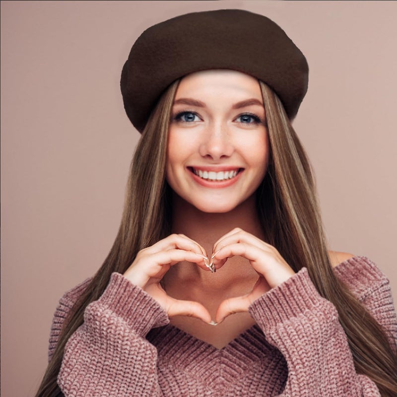 Jolbndcv 1 Pcs Beret Hat Wool French Beanie Hat Coffee - Image 5