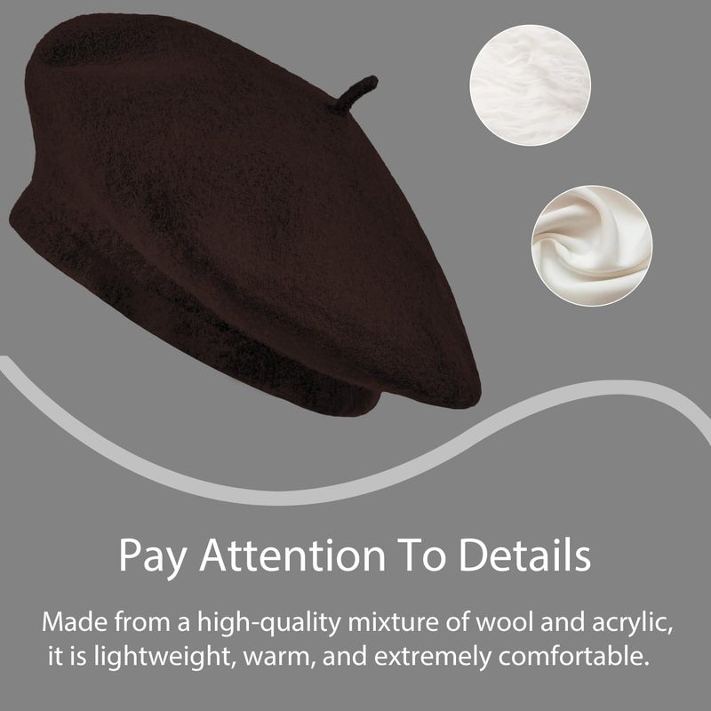 Jolbndcv 1 Pcs Beret Hat Wool French Beanie Hat Coffee - Image 3