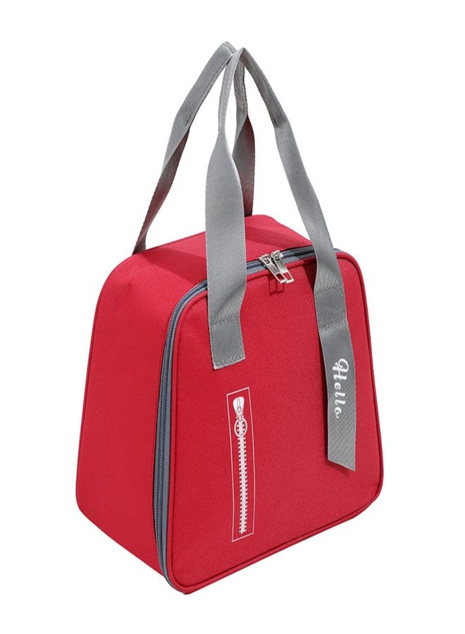 TINSICO Thermal Reusable Lunch Tote Bag | Leakproof Waterproof Lunch Bag | Durable Lunch Bento Bag for Women/Kids, Insulated Lunch Container for Office Work, School, Travel, Picnic (Red & Grey) - Image 1