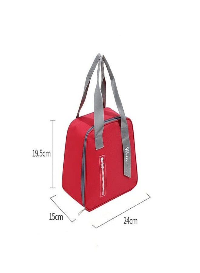 TINSICO Thermal Reusable Lunch Tote Bag | Leakproof Waterproof Lunch Bag | Durable Lunch Bento Bag for Women/Kids, Insulated Lunch Container for Office Work, School, Travel, Picnic (Red & Grey) - Image 2