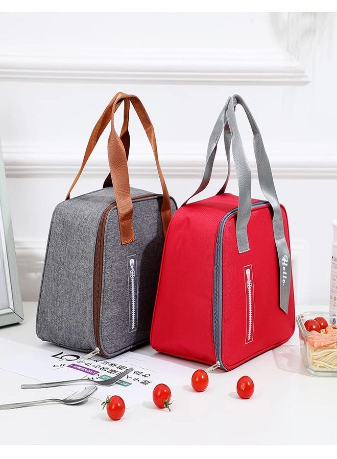 TINSICO Thermal Reusable Lunch Tote Bag | Leakproof Waterproof Lunch Bag | Durable Lunch Bento Bag for Women/Kids, Insulated Lunch Container for Office Work, School, Travel, Picnic (Red & Grey) - Image 5