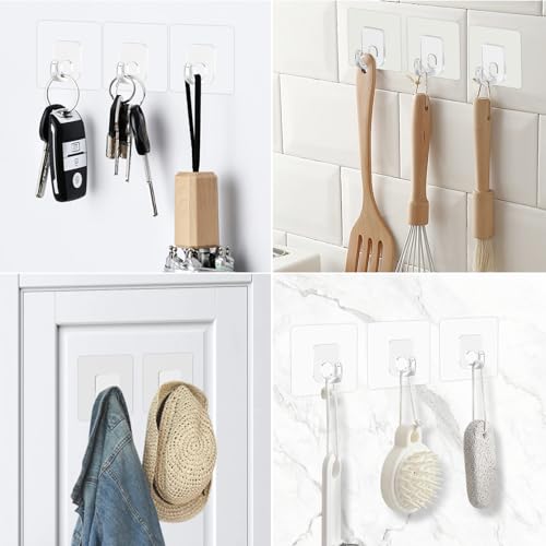 Latoxcaa Large Adhesive Hooks, 10 Pack Heavy Duty Utility Hooks for Hanging 33lb, Damage Free Sticky Hanging, No Trace Self-Adhesive Wall for Kitchen Bathroom Office Multiple Uses - Image 5