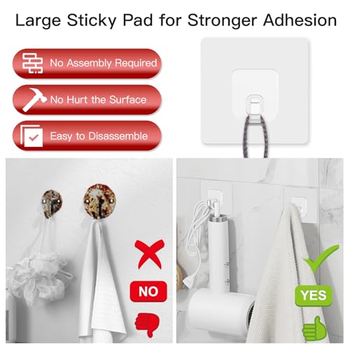 Latoxcaa Large Adhesive Hooks, 10 Pack Heavy Duty Utility Hooks for Hanging 33lb, Damage Free Sticky Hanging, No Trace Self-Adhesive Wall for Kitchen Bathroom Office Multiple Uses - Image 4