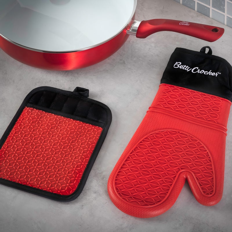 بيتي كروكر قفاز مطبخ سيليكون لون أحمر من بيتي كروكر - Image 4