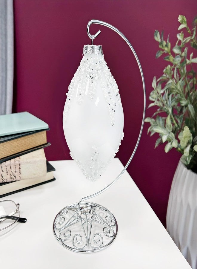 Bard's Ornate Silver Ornament Stand, Medium, 8.25" H x 4" W x 4" D - Image 5