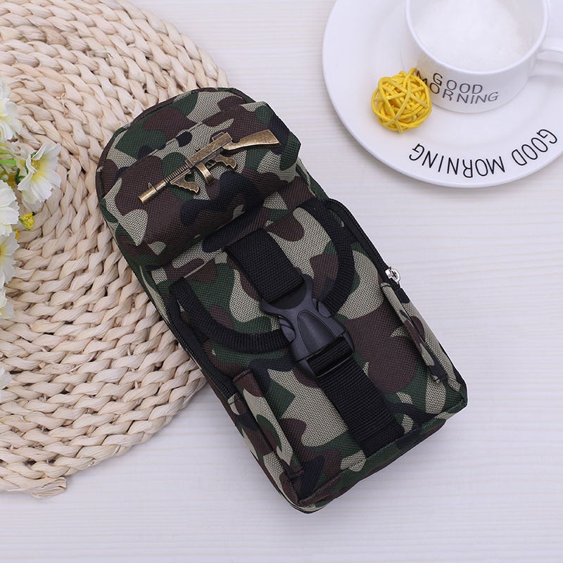 Trendy Camo Zipper Pencil Case for Kids Big camouflage green
