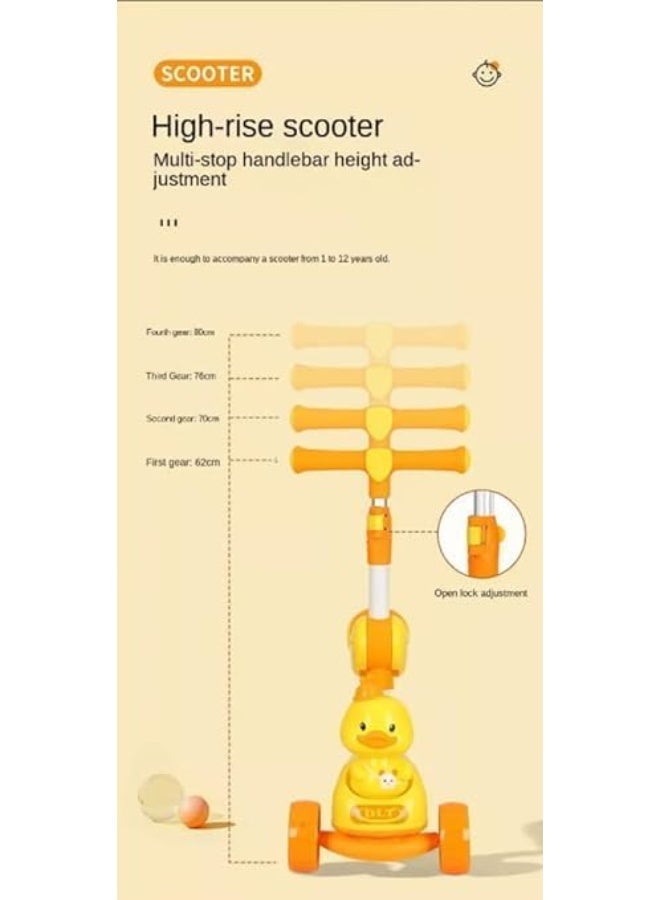 سكوتر اطفال بـ 3 عجلات- قابل للطي، ارتفاع قابل للتعديل، عجلات باطار مضيئة، لعبة امامية ثلاثية الابعاد، إمالة للتوجيه، وفرامل خلفية - مناسب للاعمار من 3 الى 8 سنوات - Image 3