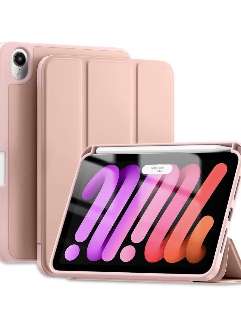 TIGER iPad Mini 7 Case 2024 (A17 Pro) – Slim Trifold Stand Cover for iPad Mini 7th/6th Generation 8.3 Inch (2024/2021), Soft TPU Back, Auto Sleep/Wake Feature, Built-in Pencil Holder, Rose Pink, Protective & Lightweight Case - Image 1