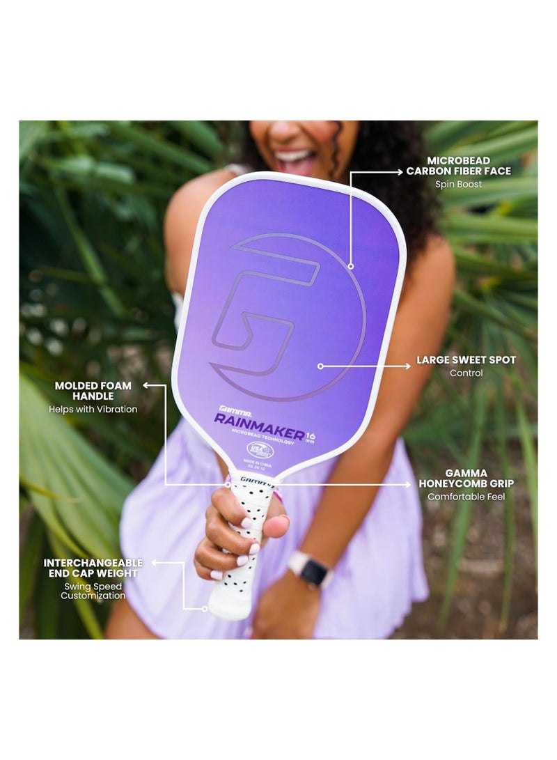 Gamma Rainmaker Pickleball Paddle – Lightweight Carbon Fiber Paddle with Spin Control | Large Sweet Spot | Customizable Swing Weight & Vibration-Dampening Grip for Precision and Power on Court - Image 2