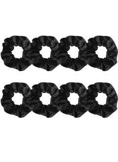 GUSGU 8 Pieces Black Scrunchies for Hair, Soft Velvet Elastics Hair Bands, Classic Scrunchy Hair Ties Ropes Ponytail Holder for Women Girls Hair Accessories  - Image 1