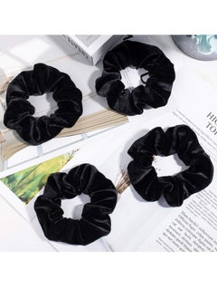 GUSGU 8 Pieces Black Scrunchies for Hair, Soft Velvet Elastics Hair Bands, Classic Scrunchy Hair Ties Ropes Ponytail Holder for Women Girls Hair Accessories  - Image 3